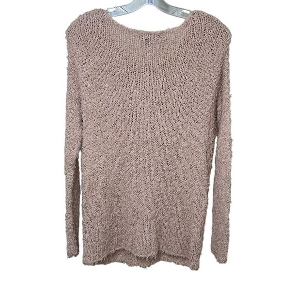 Vince - Fuzzy Eyelash, Hand Knit, Boatneck Sweater in “Nude" - Size S, Tan - Picture 6 of 10